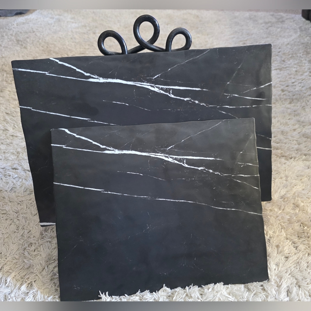 Giftcraft Melamine Black Marble Trays